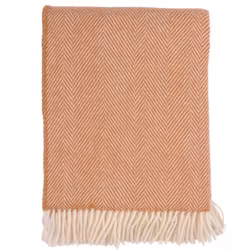 Ullpläd 100% ull cognac fiskben 130x200 cm