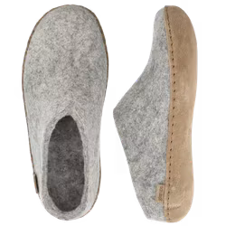 Glerups filtade Ulltofflor herr ljusgrå