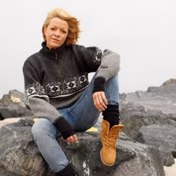 Ulltröja 100% ull Norwool dam/herr half zip