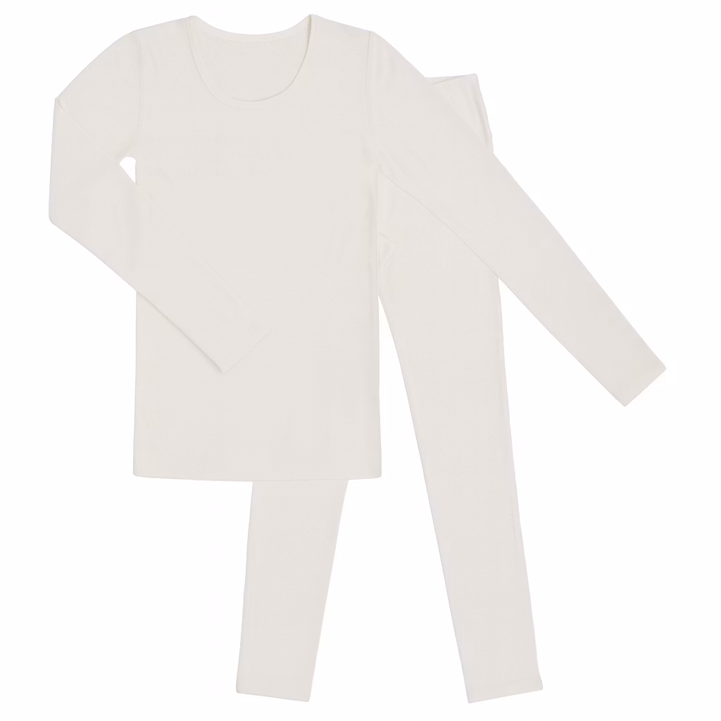 Merinoullsunderställ damstorlekar - tröja och byxa, två delar i vitt