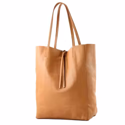 Läderväska shopper ljus cognac