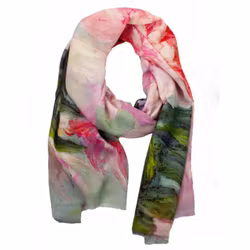 Sjal ull/viskos 70x180 cm mönstrad rosa blommor
