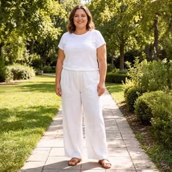 Linnebyxor Anna+ 40-44 bianco