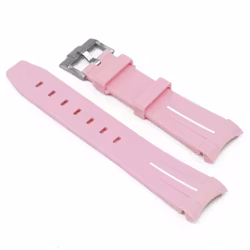 Gummirem Curved 22mm Rosa/hvit