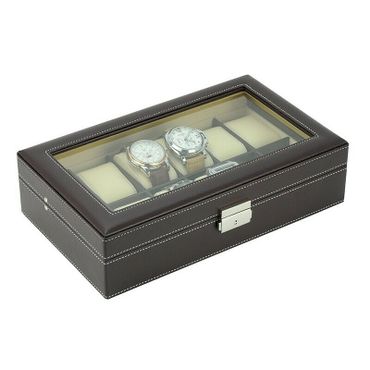 Klokkeboks for 12 ur Brunt kunstskinn