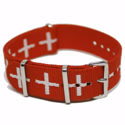 NATO Strap 20MM Rød/hvite kryss