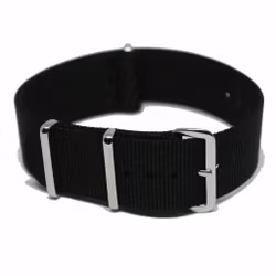 Klassisk nato strap i sort med sølvspenne