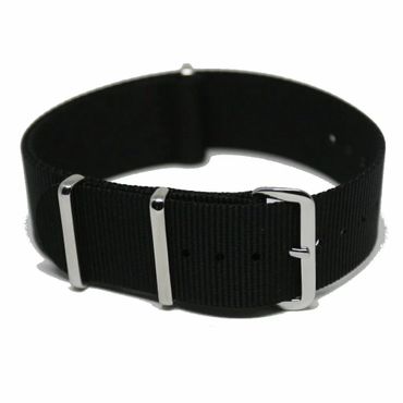Klassisk nato strap i sort med sølvspenne