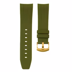 Horus 21mm curved gummirem - olivengrønn med gullspenne