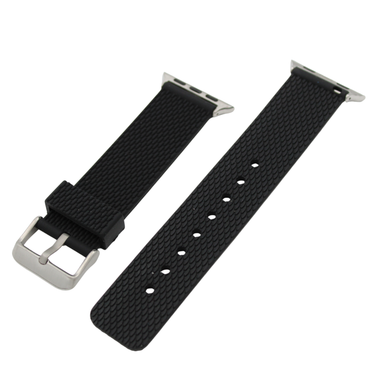 Apple Watch Gummireim – Svart med sølv spenne