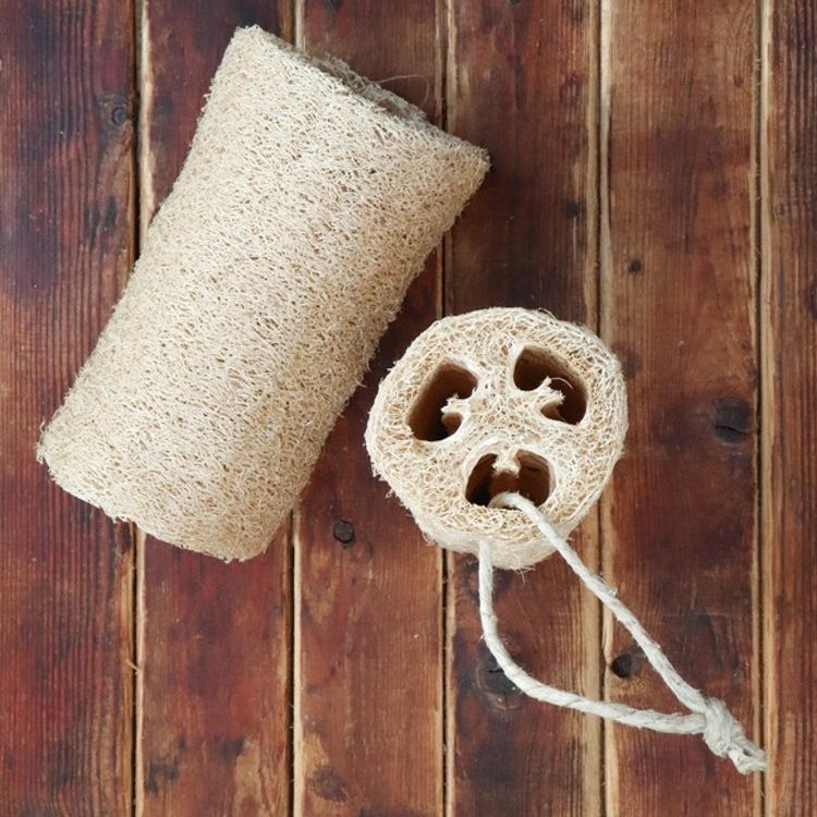 Loofah cucumber on string, Malin i Ratan