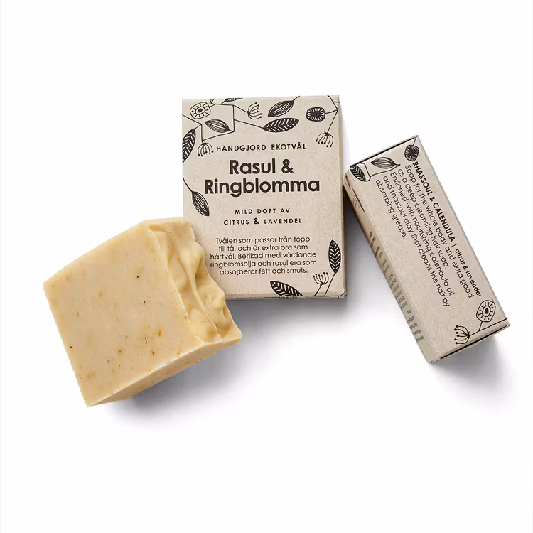 Handmade Eco Soap Rhassoul & Calendula - gentle scent of citrus & lavender