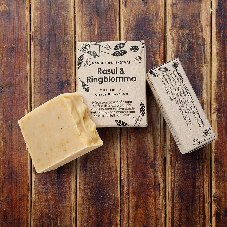 Handmade Eco Soap Rhassoul & Calendula - gentle scent of citrus & lavender