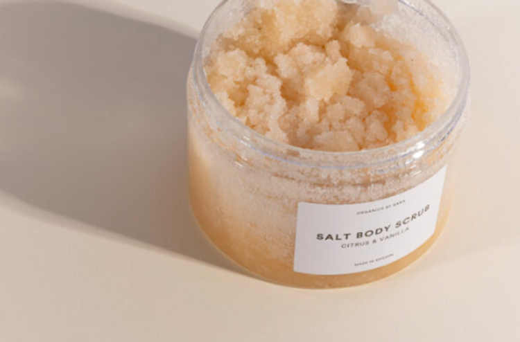 Öppnad brukd med saltscrub.