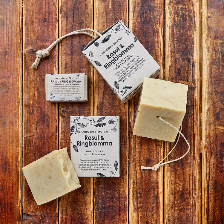 Handmade Eco Soap Rhassoul & Calendula - gentle scent of citrus & lavender