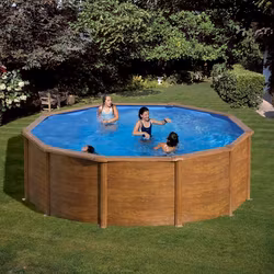 Classic Poolpaket Rund Träimitation