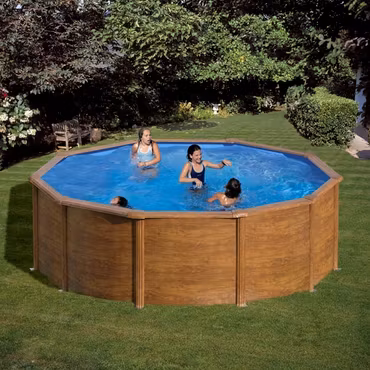 Classic Poolpaket Rund Träimitation