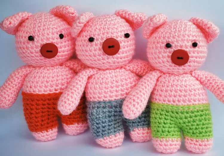 De tre små grisarna virkmönster amigurumi