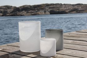 Vit liten frostad lykta TellMeMore