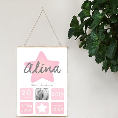 Födelseposter Rosa stjärna foto