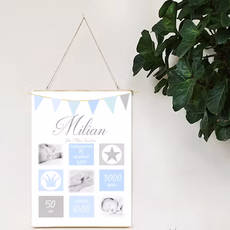 Födelseposter Ljuvlig blå med foton