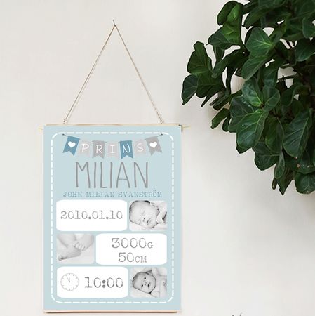 Födelseposter, namntavla, doptavla Prins blå