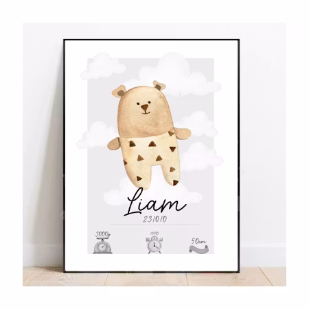 Födelseposter, namntavla, doptavla Björnis - DIGITAL PRODUKT