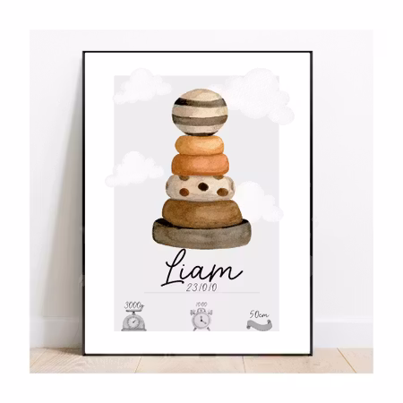 Födelseposter, namntavla, doptavla TOY - DIGITAL PRODUKT