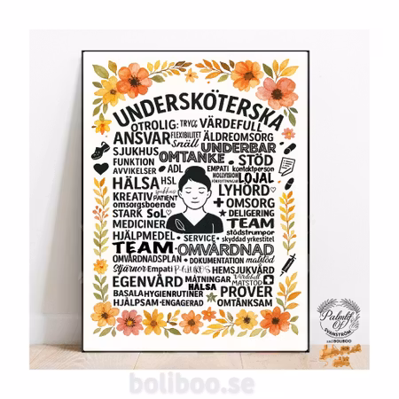 Poster, undersköterska, BLOMSTER ♥