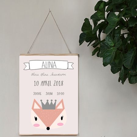 Födelseposter/doptavla/namntavla Princess räven