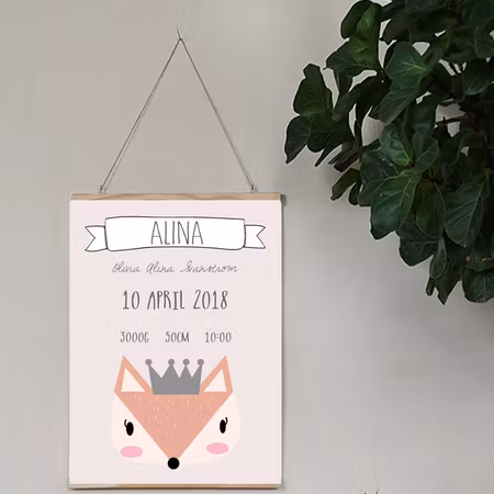 Födelseposter/doptavla/namntavla Princess räven