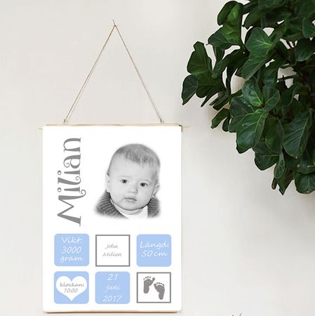 Födelseposter/doptavla/namntavla Curlz