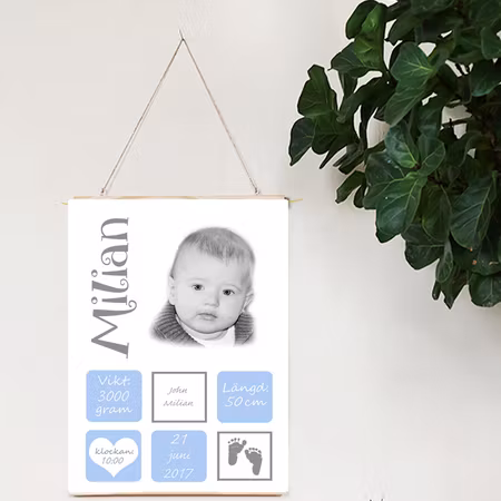 Födelseposter/doptavla/namntavla Curlz