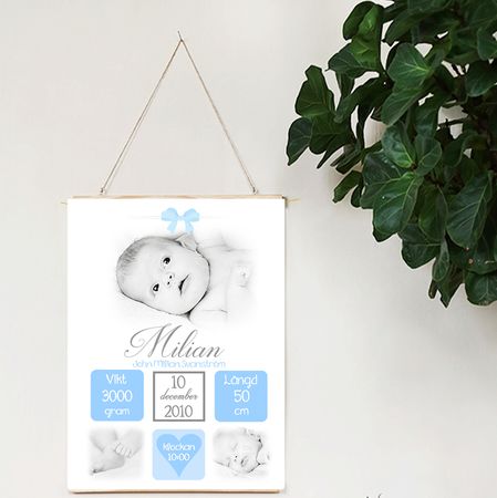 Födelseposter/doptavla/namntavla Underbar blå