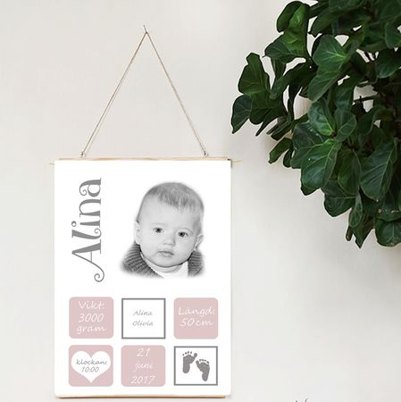 Födelseposter/doptavla/namntavla Curlz