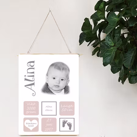 Födelseposter/doptavla/namntavla Curlz