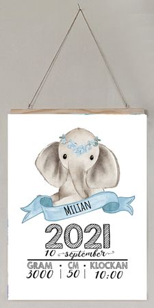 Födelseposter/doptavla/namntavla Fant blue