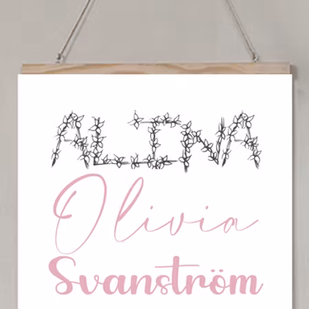 Födelseposter/doptavla/namntavla flower power