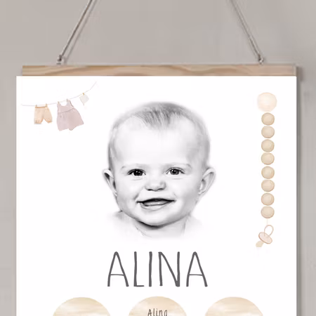 Födelseposter/doptavla/namntavla rosa fjäril cirkelfoto