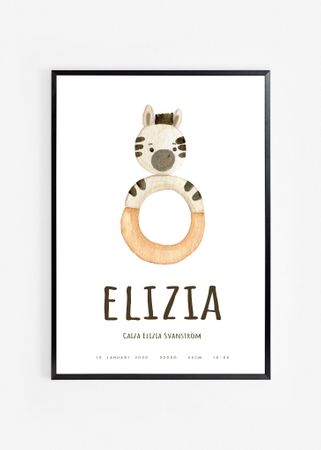 Födelseposter/doptavla/namntavla Zebra