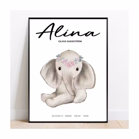 Födelseposter/doptavla/namntavla Elephant flower