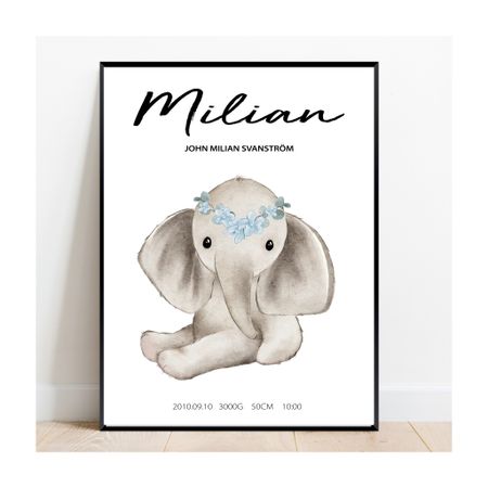 Kopia Födelseposter/doptavla/namntavla Elephant flower
