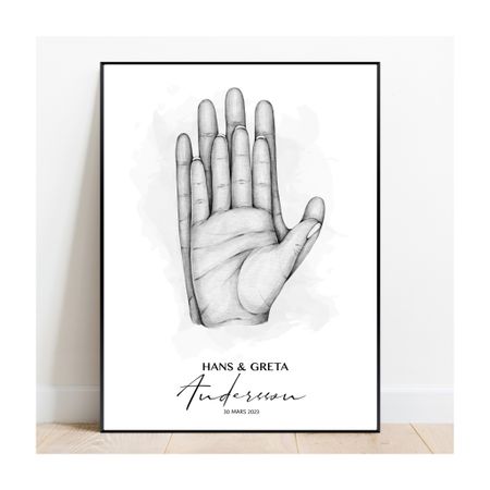 Bröllopstavla Hands svartvit