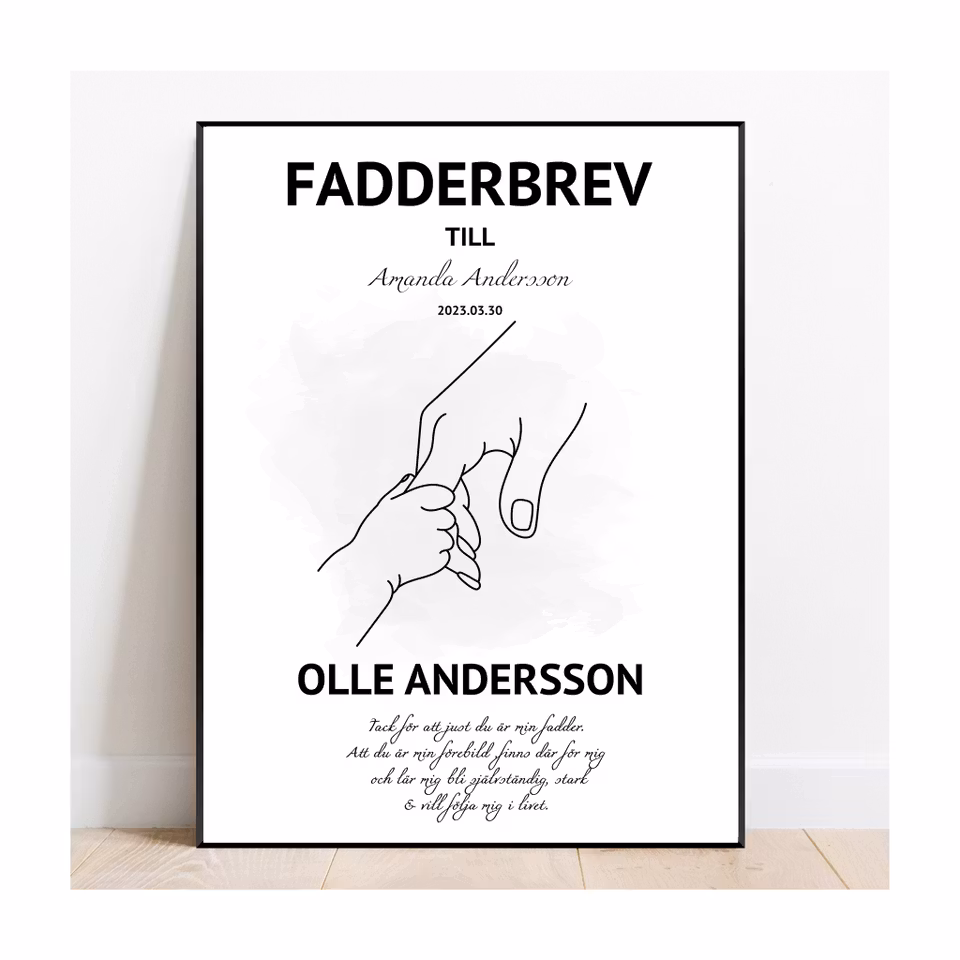 Fadderbrev, dopbrev Håll min hand