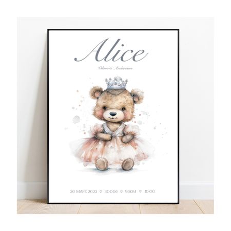 Födelseposter, doptavla, namntavla Teddy Princess