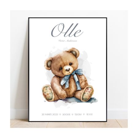 Födelseposter, doptavla, namntavla Teddy