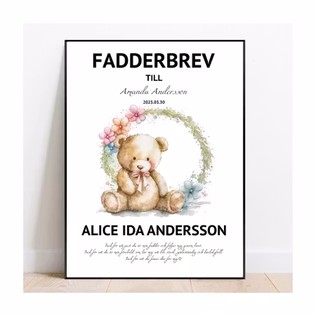 Fadderbrev, dopbrev, Tack för nallen