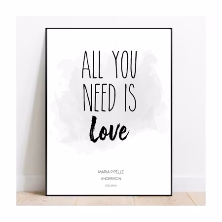 Bröllopstavla All you need is love