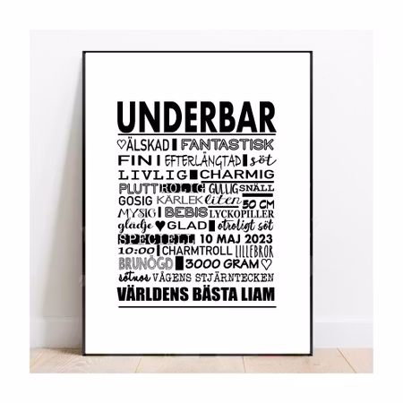 Födelseposter/doptavla/namntavla Words