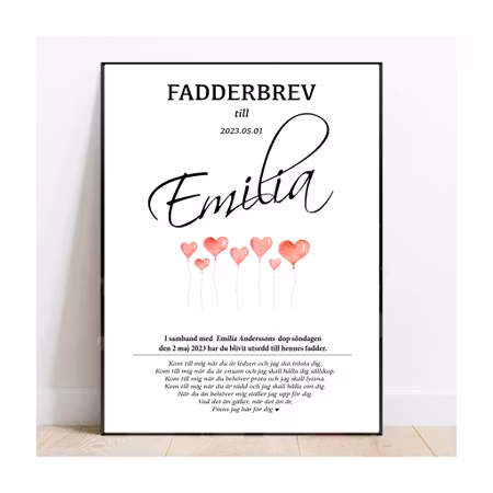 Fadderbrev Ballon hearts